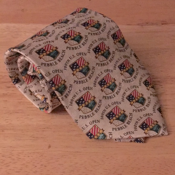 Pebble Beach 100th US Open Golf Print Mens Silk Necktie - Picture 1 of 8
